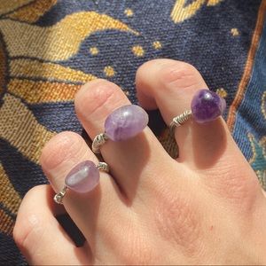 amethyst wire wrapped silver ring